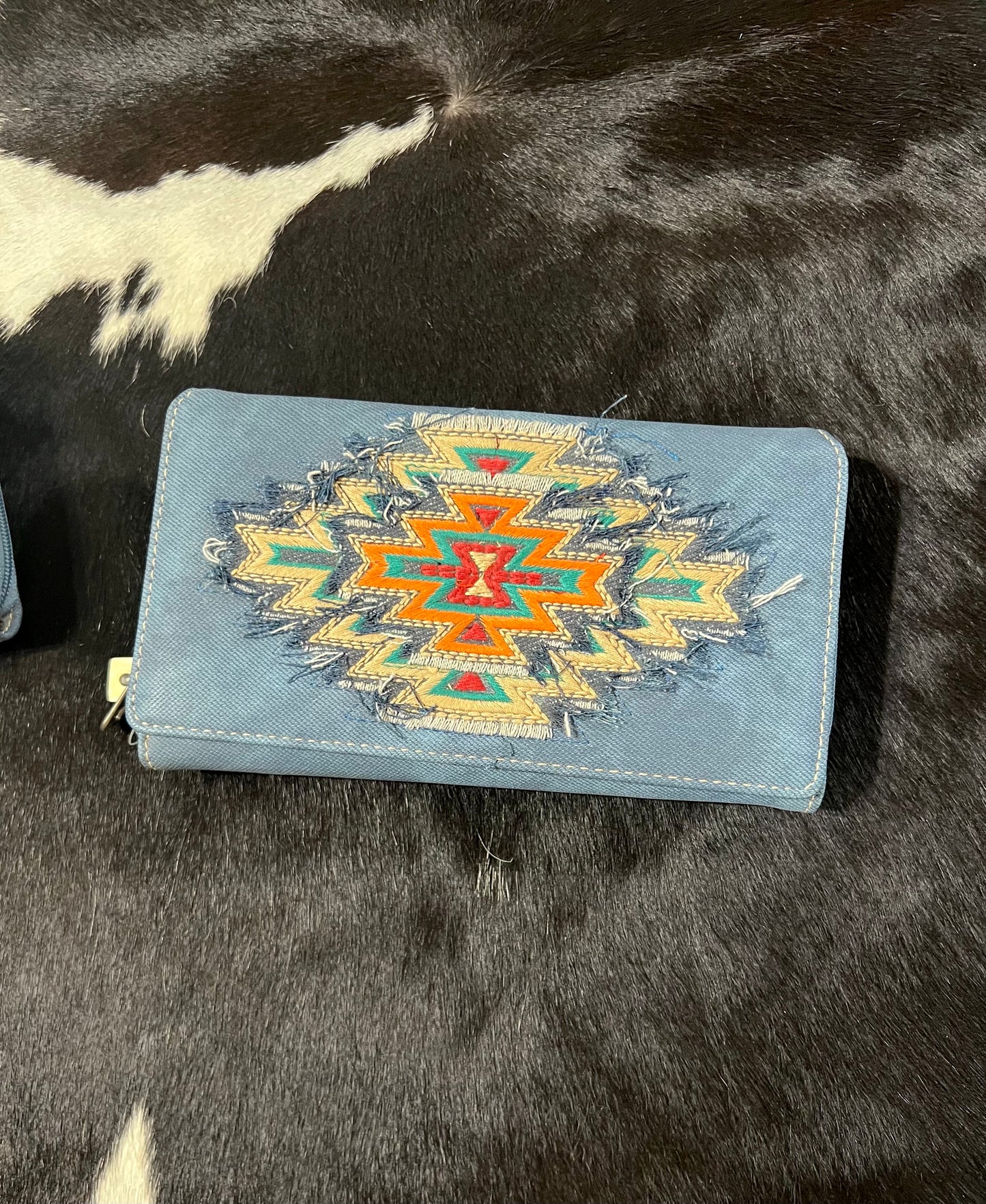 Way Out West- Montana West Aztec Denim Wallet