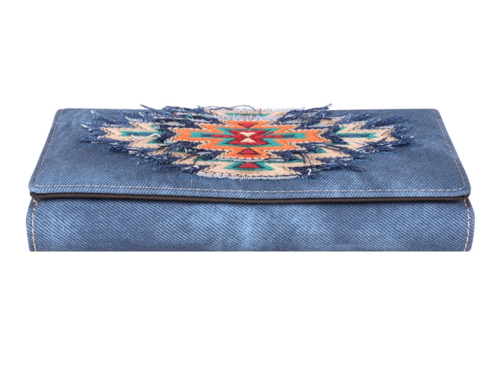 Way Out West- Montana West Aztec Denim Wallet