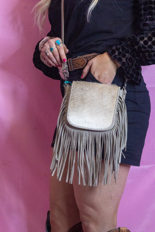 Montana- Light Cream Fringe Crossbody